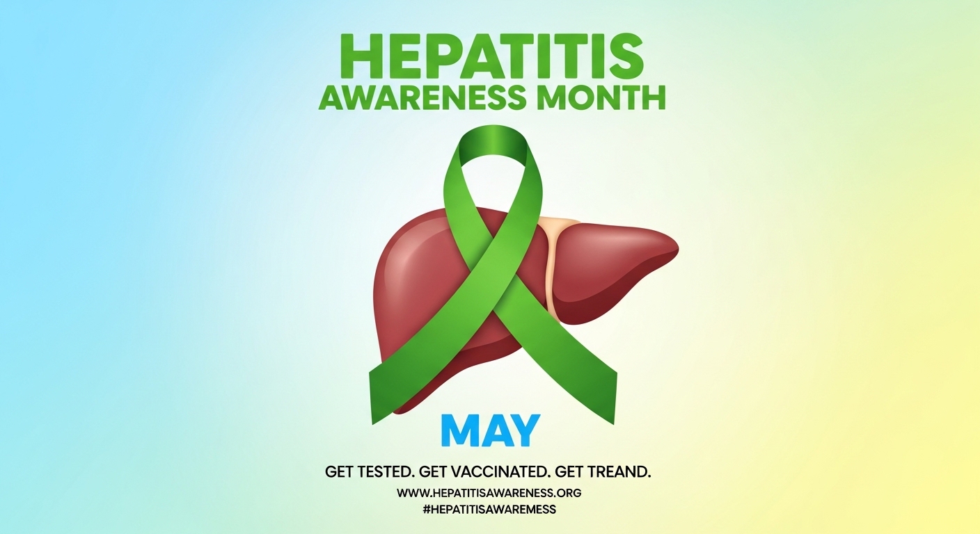 Hepatitis Awareness Month Concept: Liver Organ with Green Ribbon for Public Health & Medical Education - Feature Image May 70