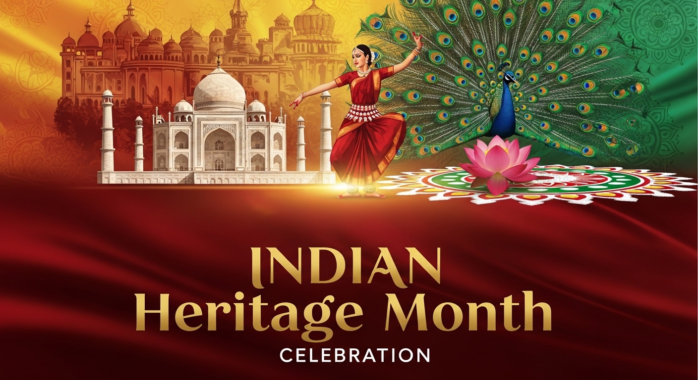 Vibrant Indian Heritage Month: Taj Mahal, Classical Dancer, Peacock, Lotus & Traditional Art - Feature Image May 73