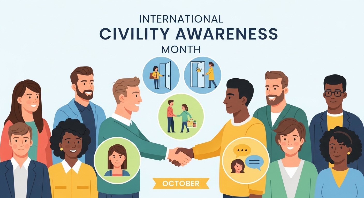 International Civility Awareness Month concept. Diverse people, positive social interactions, kindness & respect illustration. - Feature Image May 76