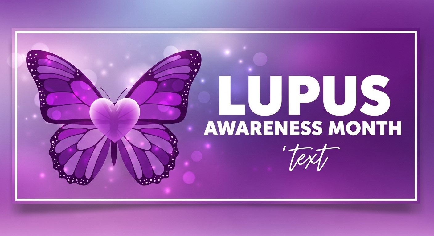 Lupus Awareness Month Design with Purple Butterfly and Heart Symbol - Feature Image May 86