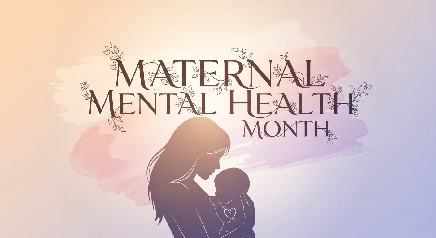 Maternal Mental Health Month Awareness. Mother and Baby Silhouette. Wellness Support Graphic. - Feature Image May 88
