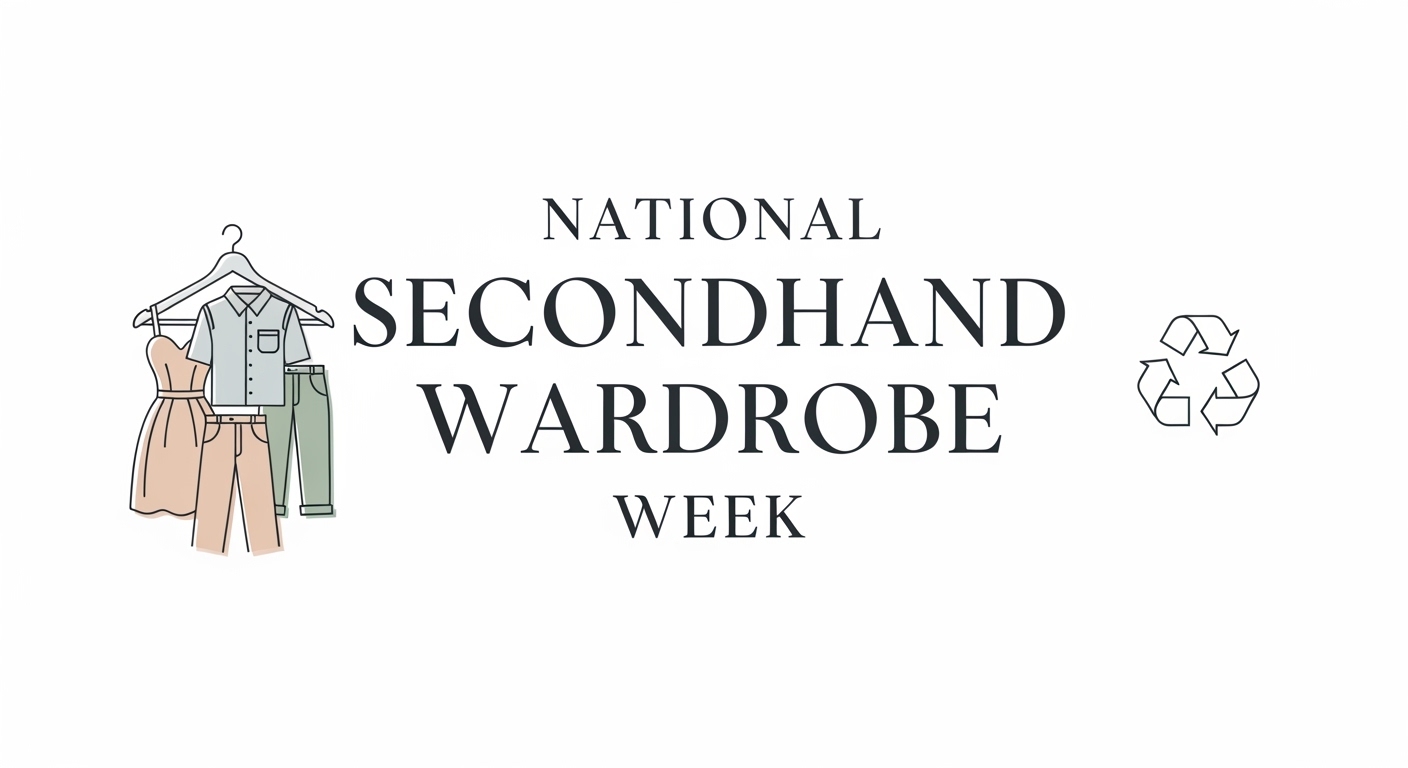 National Secondhand Wardrobe Week Concept with Clothing and Recycling Symbol - Feature Imagefeb 01 2
