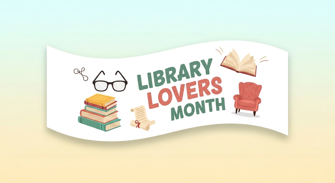 Library Lovers Month Banner: Reading, Books, and Education Celebration Graphic - Feature Imagefeb 01 5