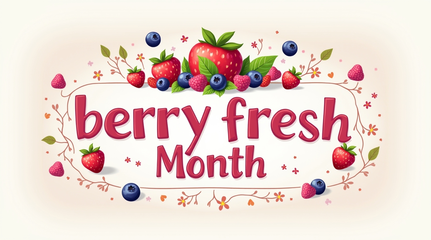 Berry Fresh Month Text with Vibrant Fruit & Floral Frame Illustration - Feature Imagefeb 01
