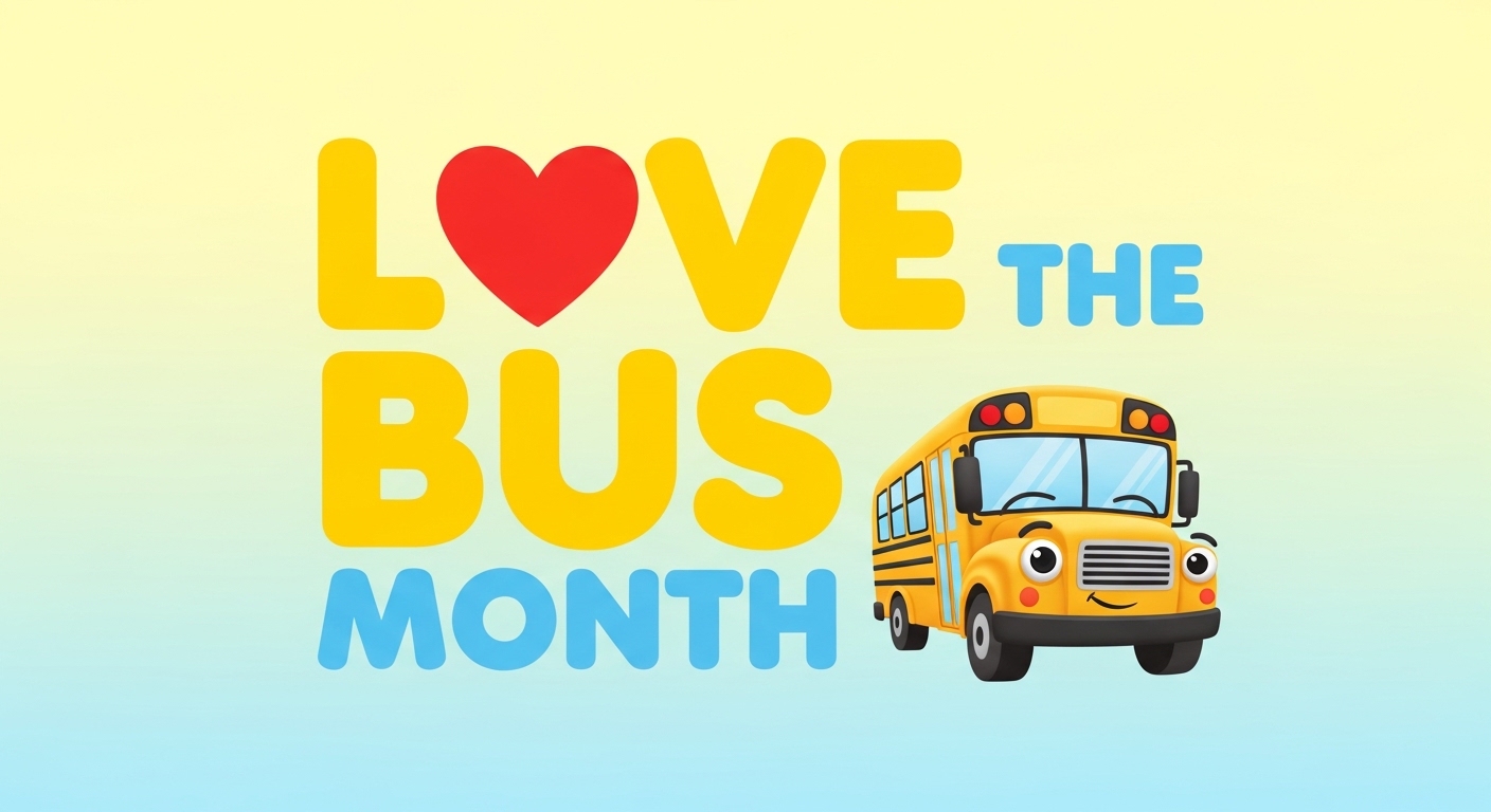 Love The Bus Month Celebration with Cartoon School Bus Illustration - Feature Imagefeb01 5