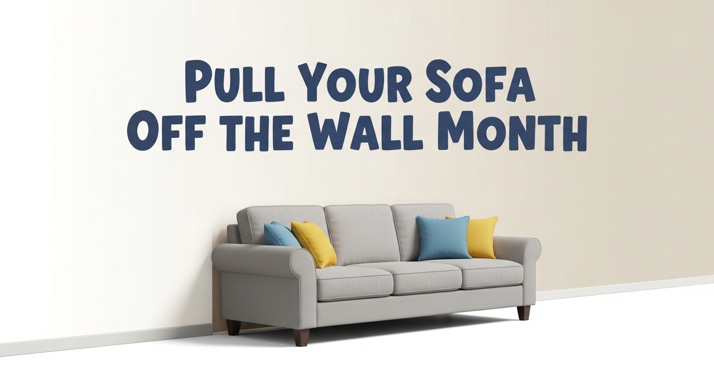 Sofa with Pillows and 'Pull Your Sofa Off The Wall Month' Message - Feature Imagefeb01 9