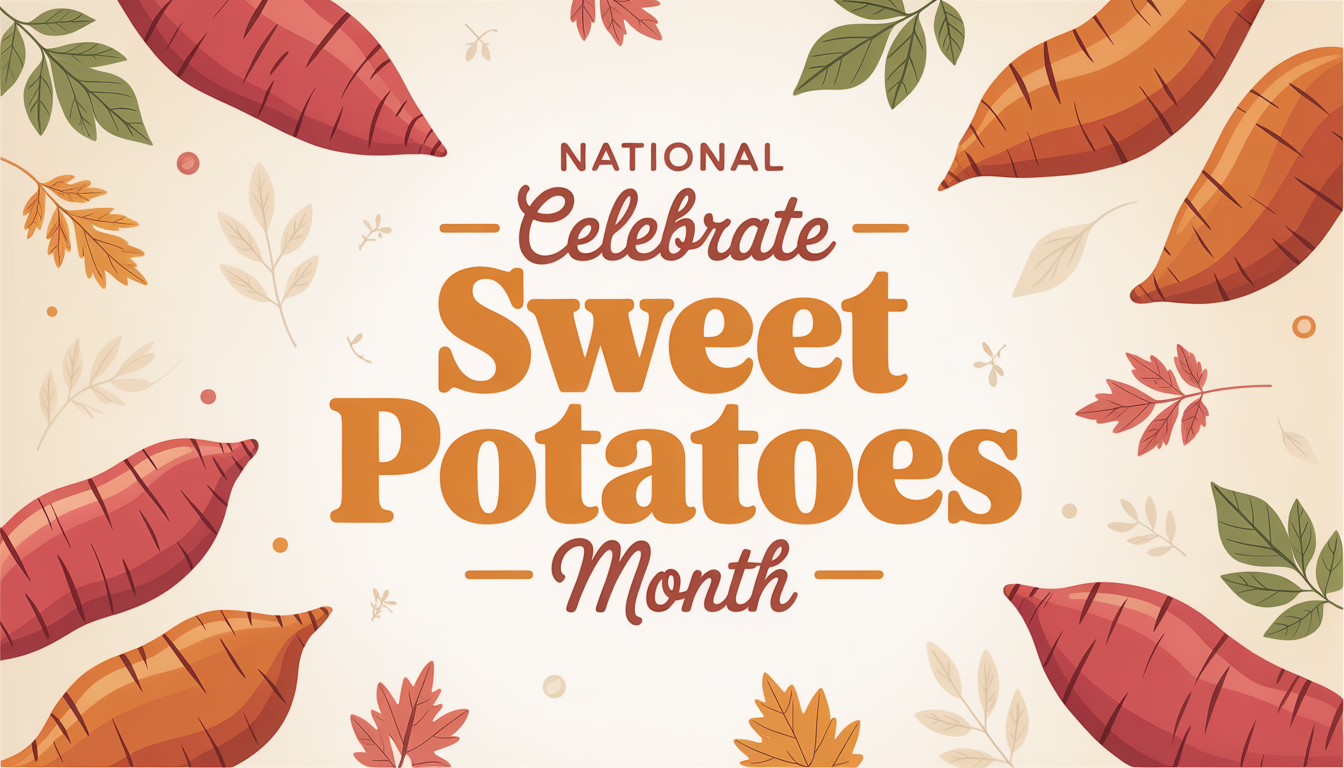 National Sweet Potatoes Month Celebration. Autumn Harvest Vegetable Design. - Feature Imagefeb 01 7