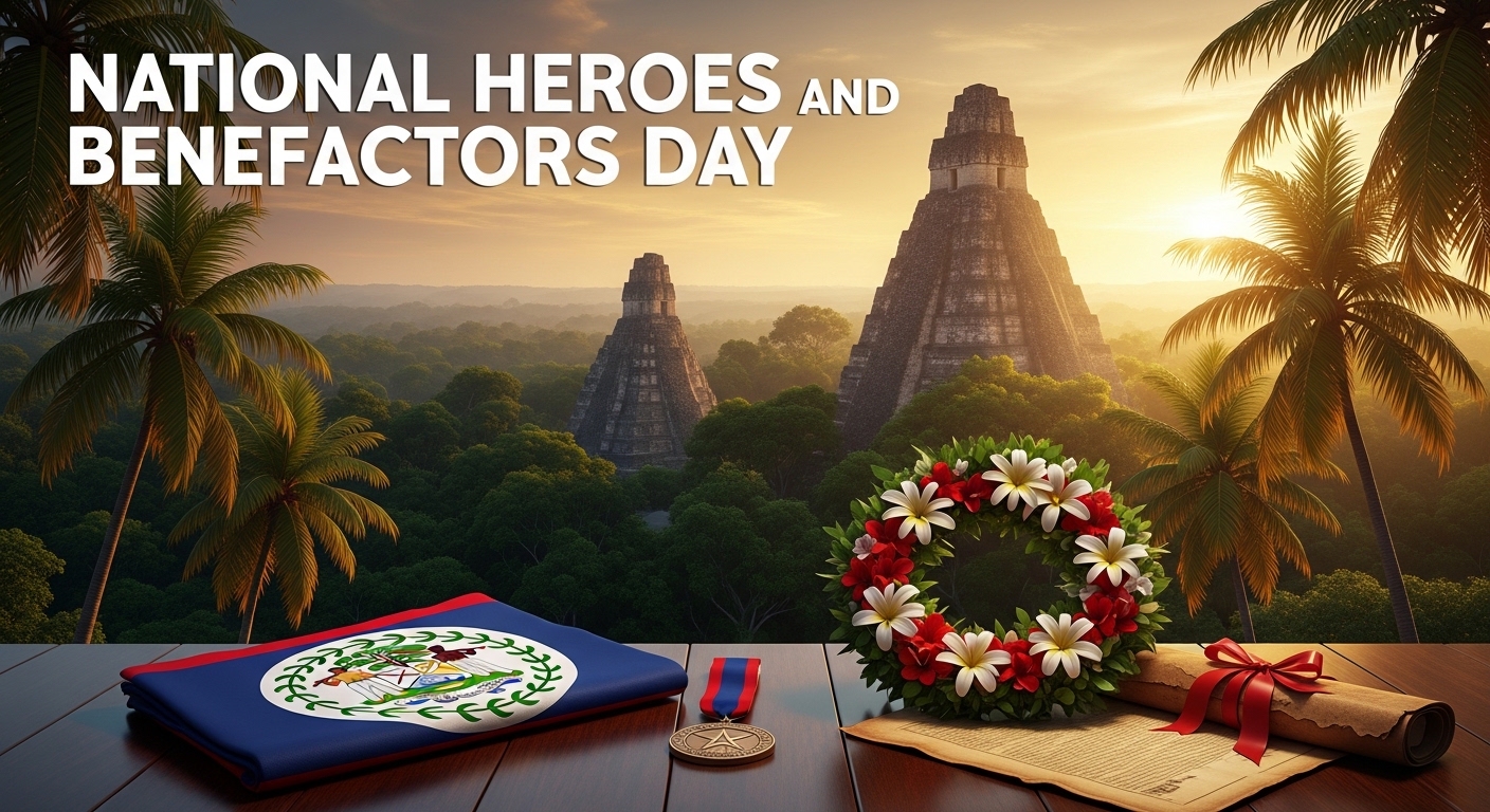 National Heroes and Benefactors Day Belize: Flag, Wreath, Mayan Pyramids Jungle - Featured Image 217