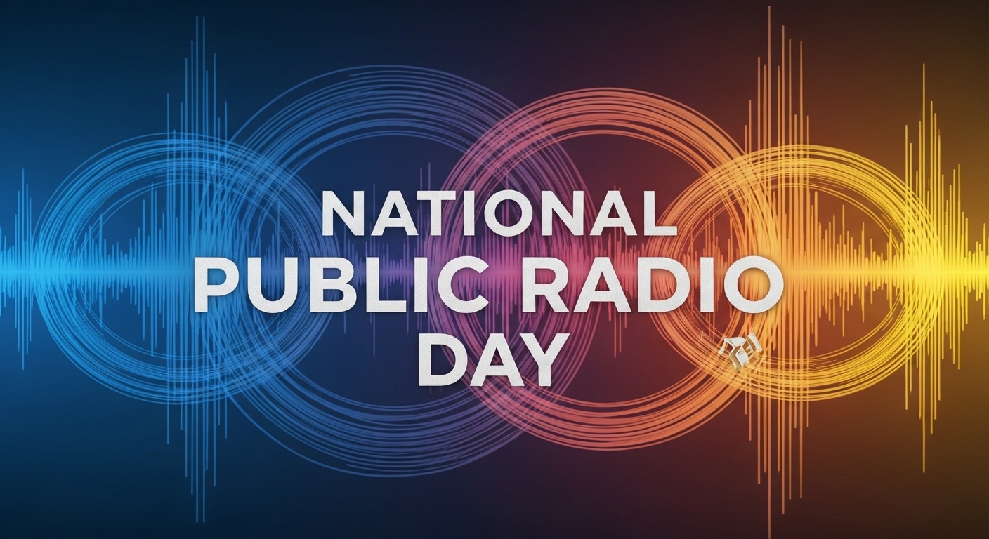 National Public Radio Day Celebration with Vibrant Sound Waves & Broadcast Icon - Feature Image May 189