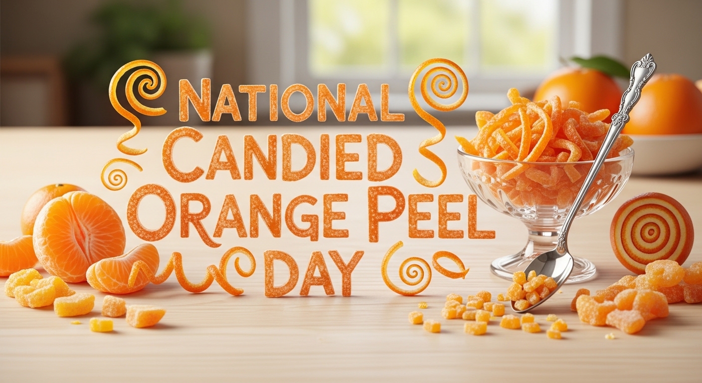 National Candied Orange Peel Day Display with Citrus Fruits and Sweet Treats - Feature Image May 213