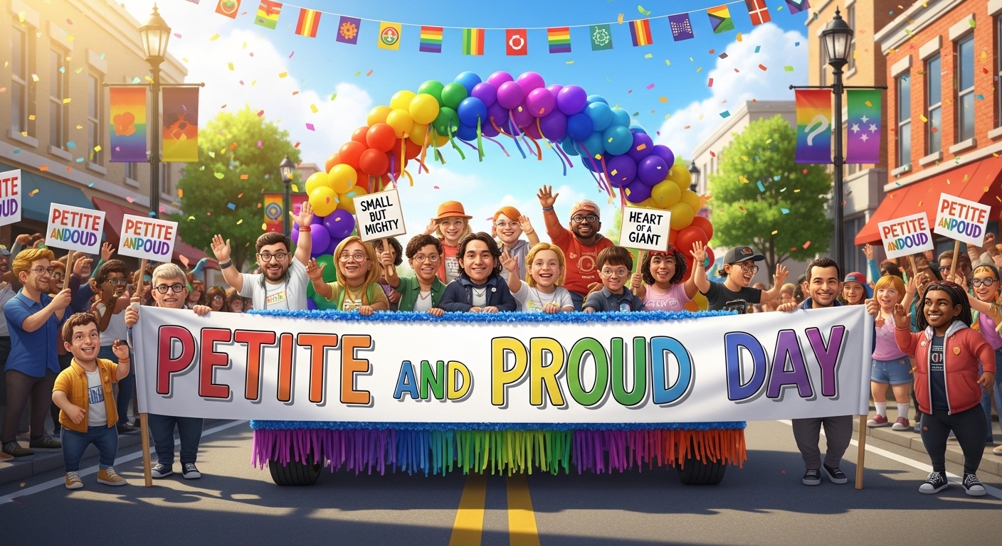 Petite and Proud Day Celebration Parade with Diverse Community and Rainbow Decorations - Feature Image May 221