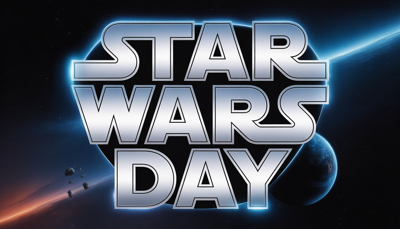 Star Wars Day Cosmic Celebration Text with Spacecraft and Planets - Feature Image May 223