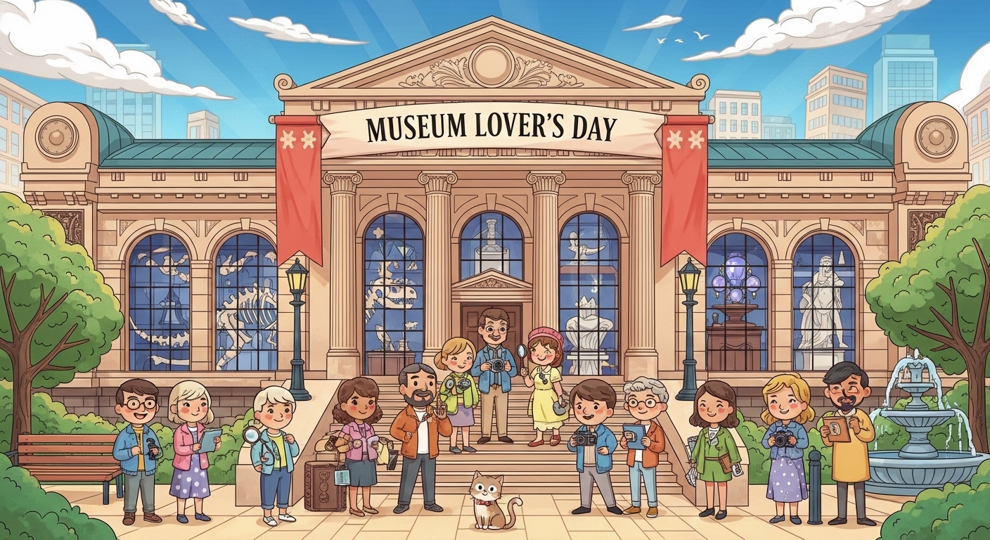 Museum Lover's Day Celebration with Diverse Visitors Illustration - Feature Image May 241