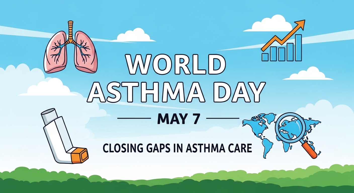 World Asthma Day Awareness Illustration - Global Respiratory Health & Inhaler Care Concept - Feature Image May 253