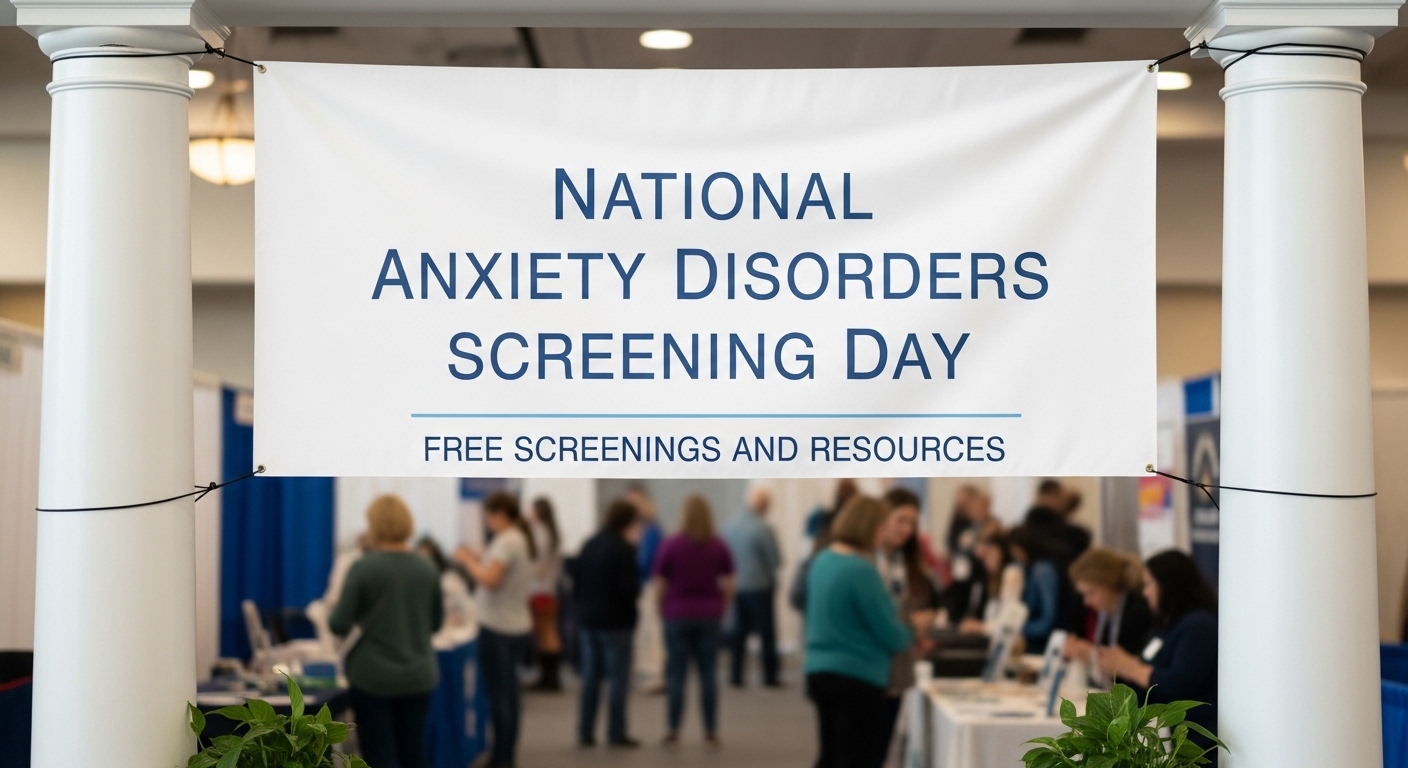 National Anxiety Disorders Screening Day Information Banner at Wellness Event - Feature Image May 260