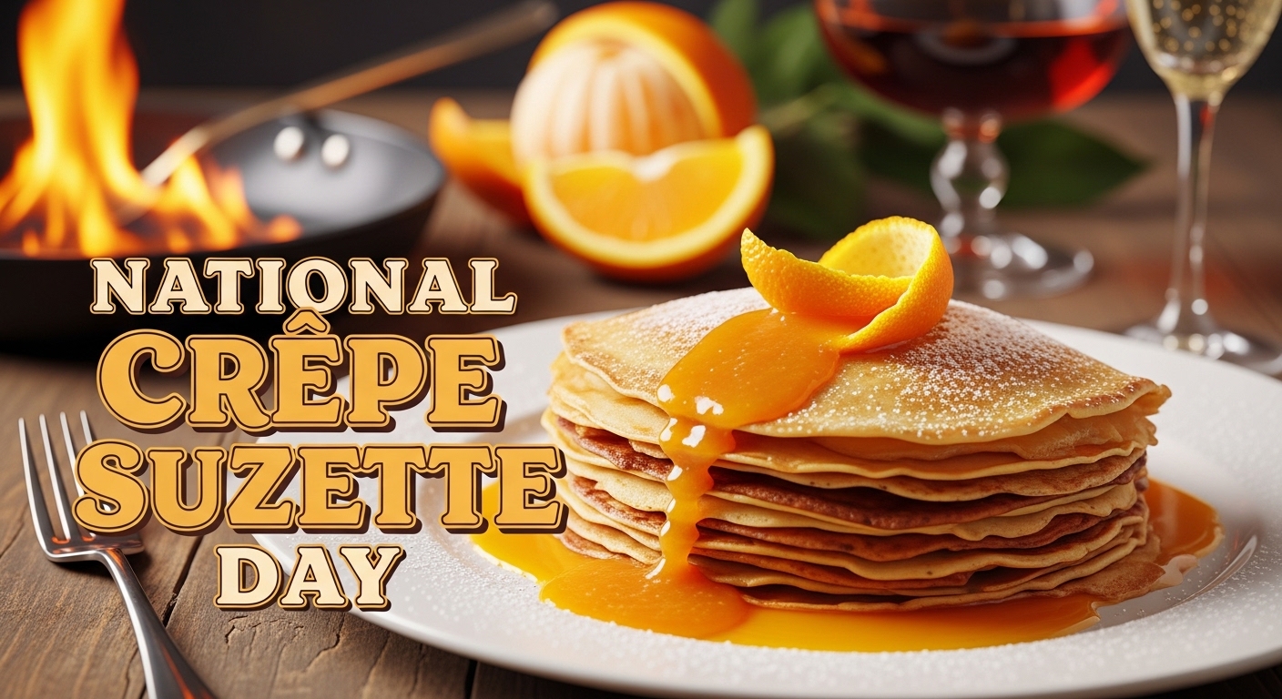 National Crêpe Suzette Flambé: French Pancakes with Orange Sauce, Powdered Sugar & Celebration Spirit - Feature Image May 262