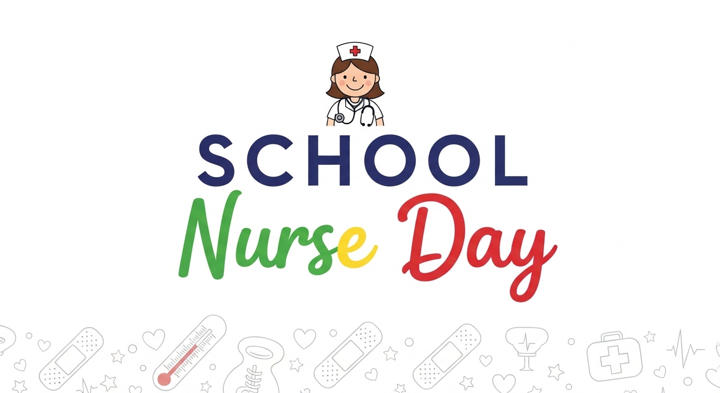 School Nurse Day Celebration Vector Banner with Medical Icons - Feature Image May 268