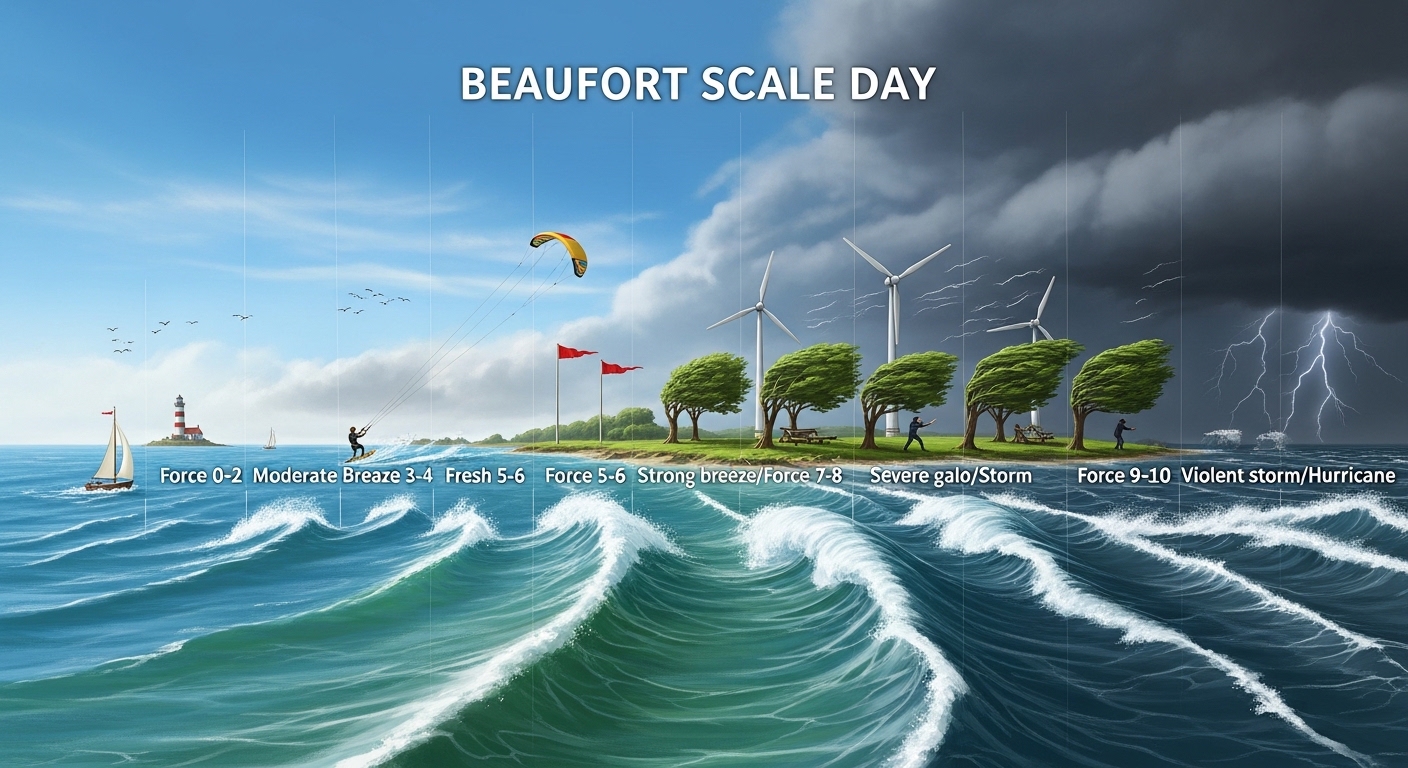 Beaufort Scale Wind Force Illustration: Ocean Weather Conditions from Calm to Hurricane - Feature Image May 271