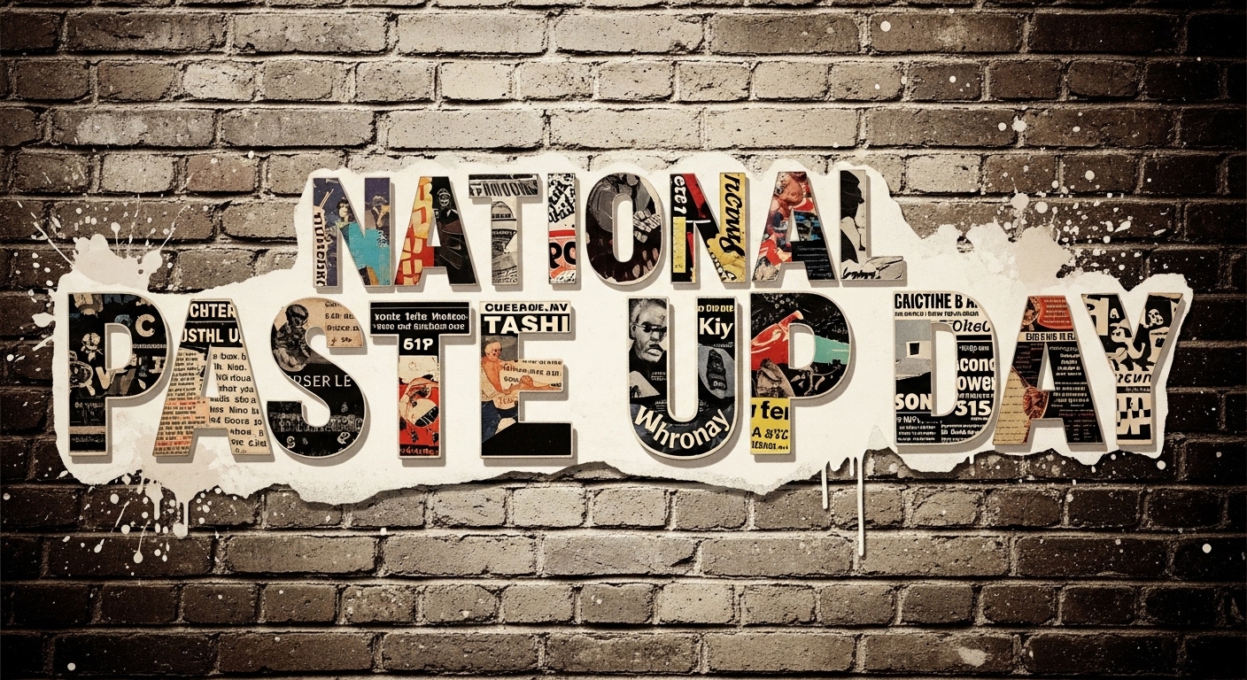 National Poste Up Day Collage Lettering on Distressed Brick Wall with Paint Splatters - Feature Image May 278