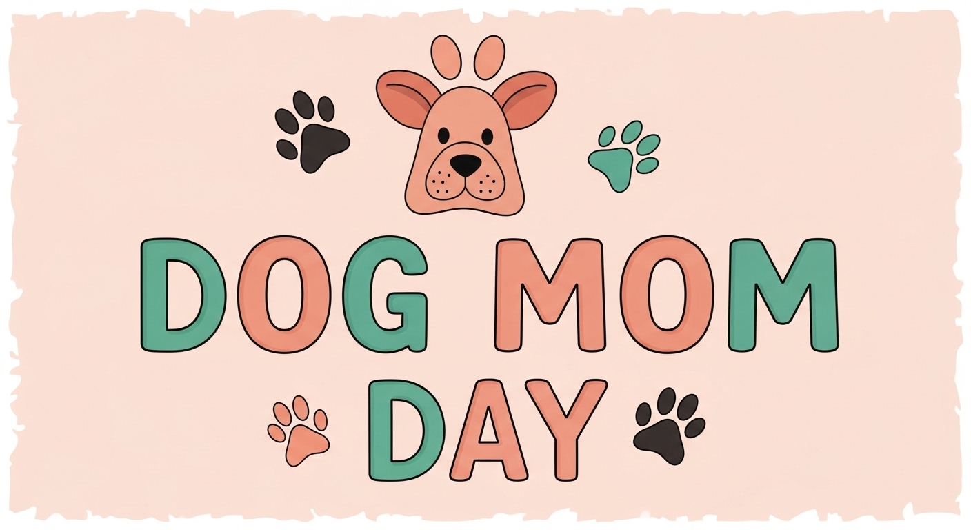 Happy Dog Mom Day Illustration with Cute Canine & Paw Prints - Feature Image May 312