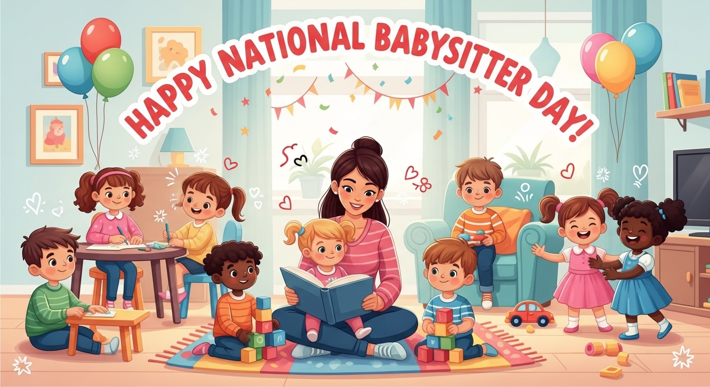 National Babysitter Day: Cheerful Kids & Caregiver Celebration. Learning & Playing. - Feature Image May 317