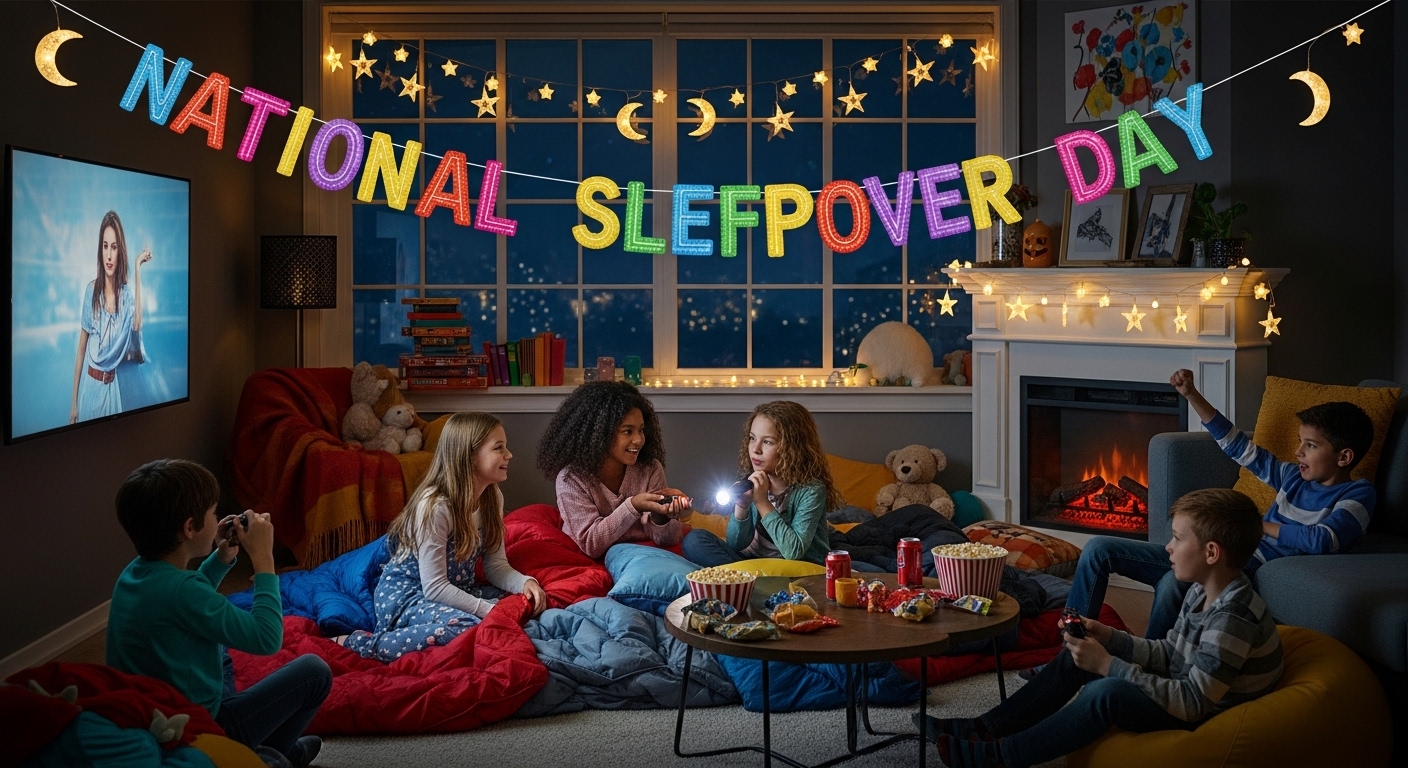 Group of Kids Having a Cozy Night In with Friends, Games, and Treats at Home - Feature Image May 320