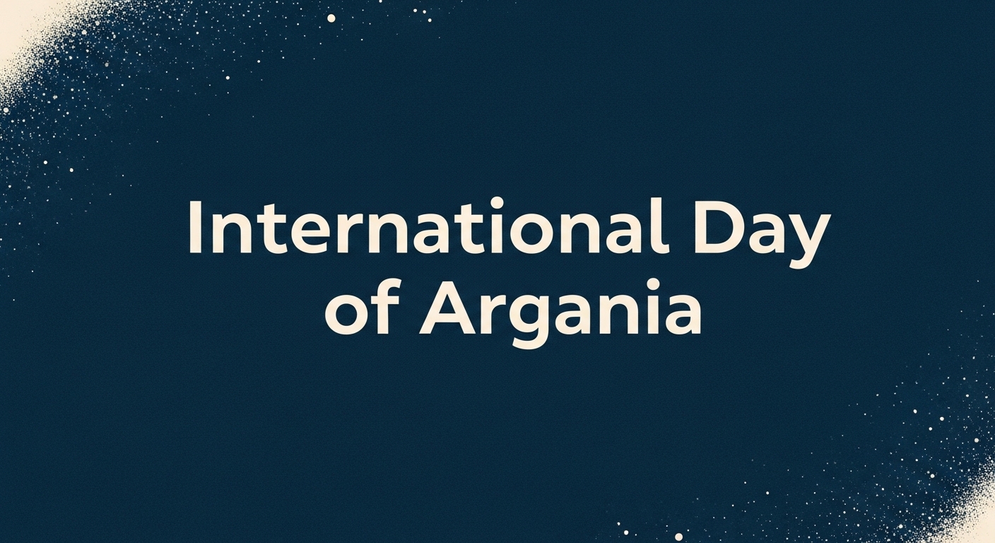 International Day of Argania Celebration Banner with White Text on Dark Blue Background - Feature Image May 331