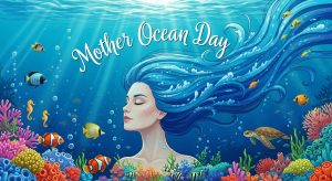 Mother Ocean Day: Serene Woman as Ocean Spirit Amidst Vibrant Coral Reef - Feature Image May 333