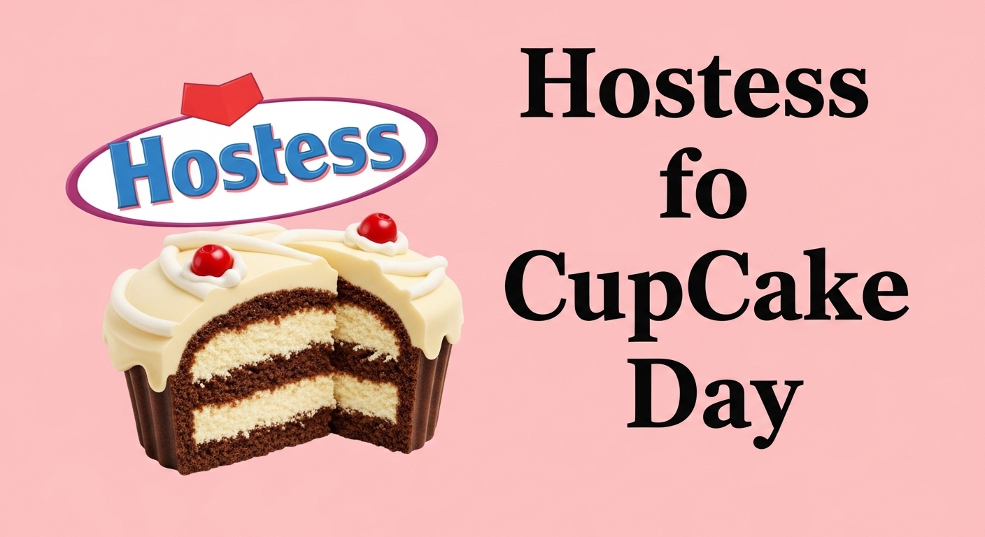 Hostess Cupcake Celebration on Pink: Sliced Cake with White Frosting, Layers, and Cherries for Cupcake Day - Feature Image May 349