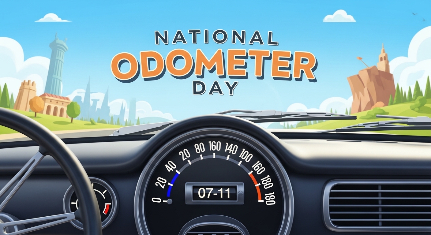National Odometer Day Car Trip Dashboard View Celebration Journey Graphic - Feature Image May 373