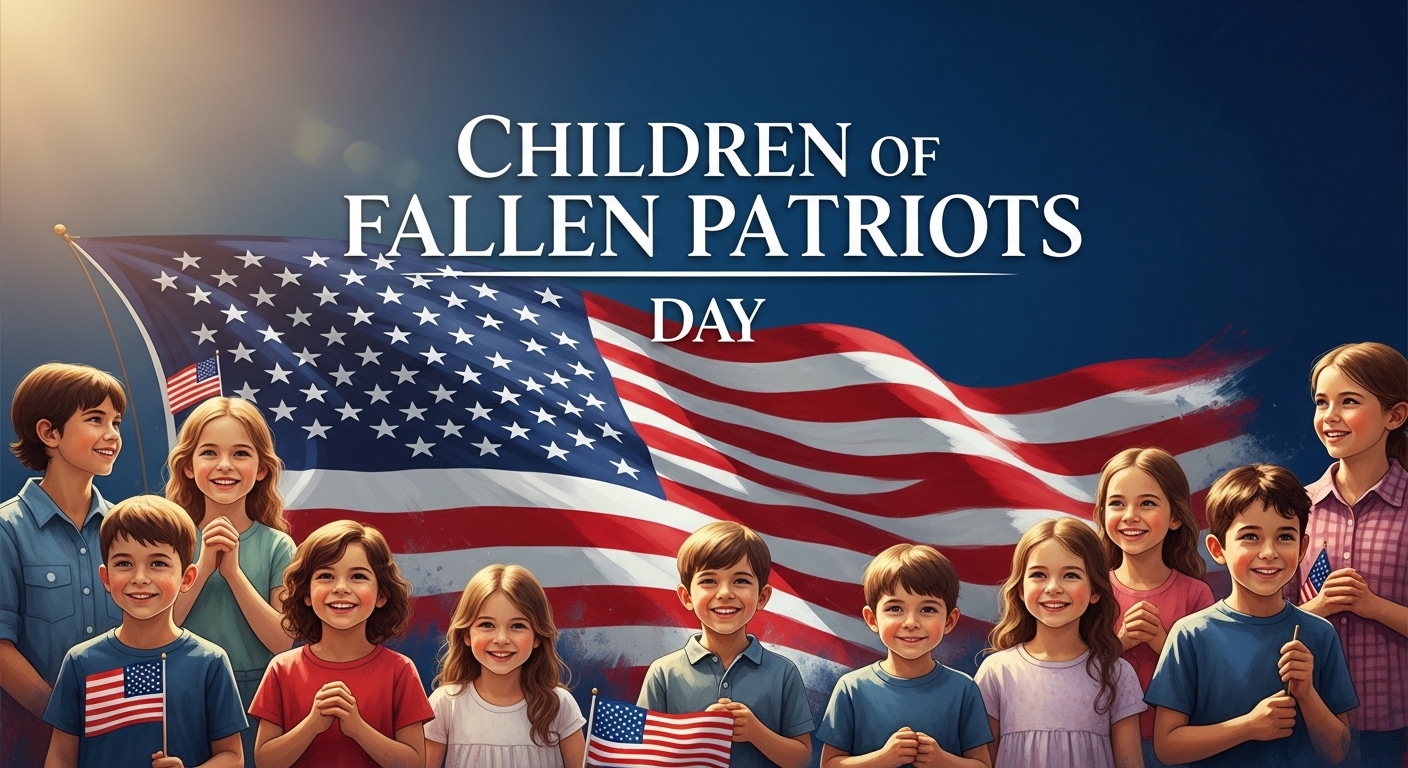 Children of Fallen Patriots Day: Young Americans Waving US Flags - Feature Image May 375