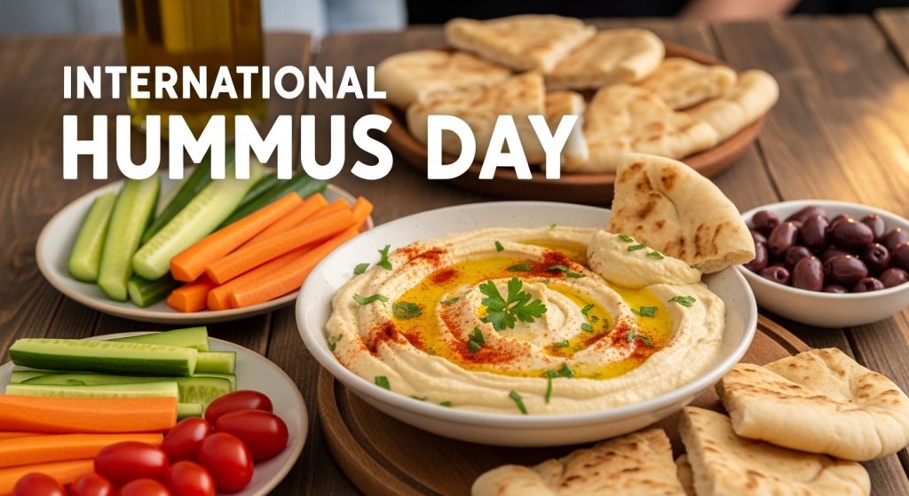 International Hummus Day Feast: Creamy Dip, Pita Bread, Fresh Veggies & Olives - Feature Image May 380