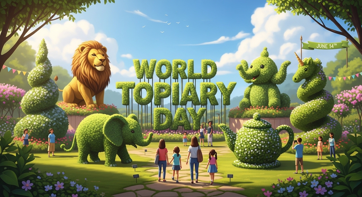 World Topiary Day Celebration: Green Sculptures & Happy Visitors in a Vibrant Garden Park - Feature Image May 465