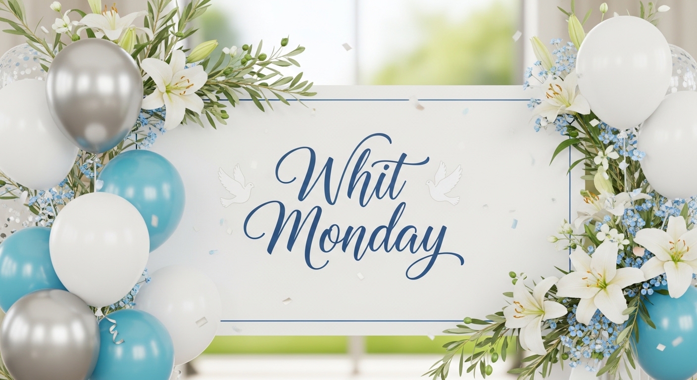 Whit Monday Message with Festive Balloons and Lilies - Feature Image May 592