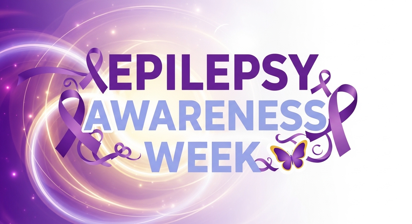 Epilepsy Awareness Week Display with Purple Ribbons, Butterfly, and Luminous Background - Feature Image May 595