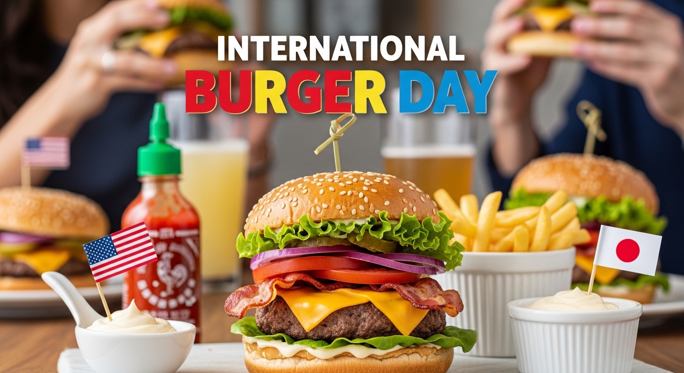 International Burger Day Celebration with Gourmet Cheeseburgers, Fries, and Drinks - Feature Image May 624