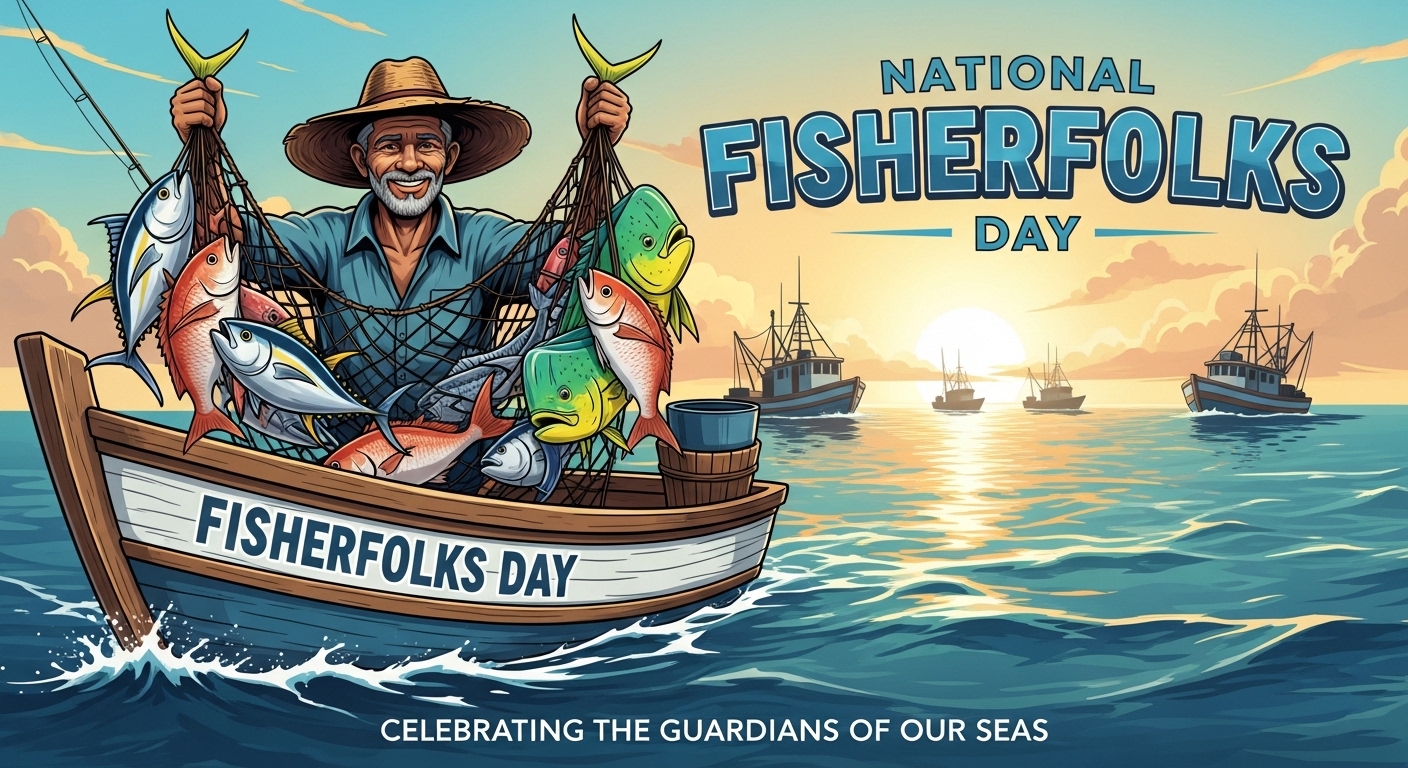 National Fisherfolks Day: Fisherman with Catch at Sunset - Feature Image May 657