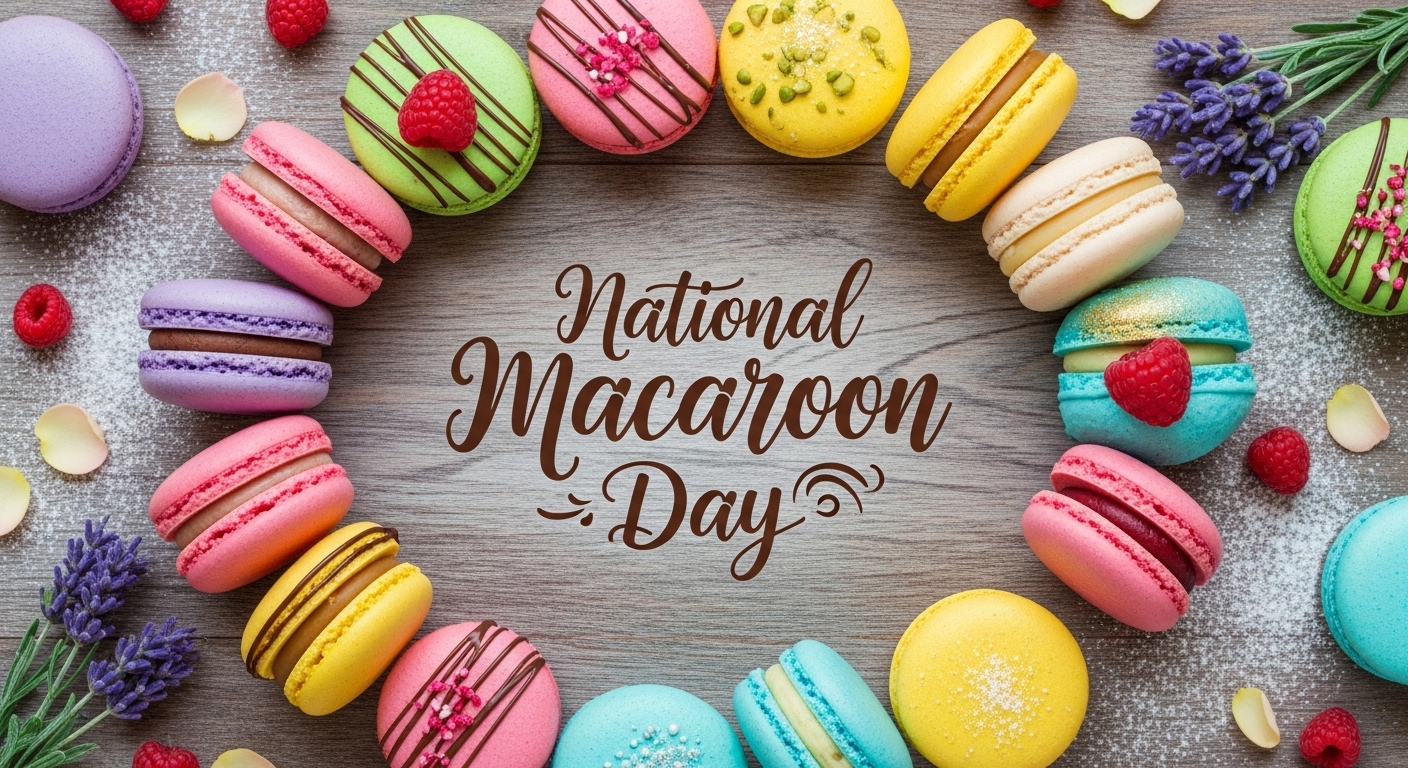 National Macaroon Day: Colorful Macarons, Berries, and Lavender on Wood - Feature Image May 658