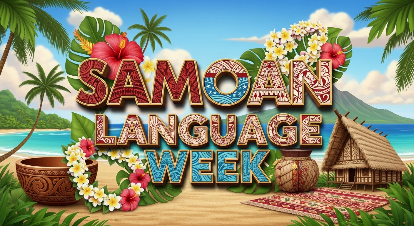 Samoan Language Week: Island culture, vibrant patterns, tropical beach setting. - Feature Image May 669