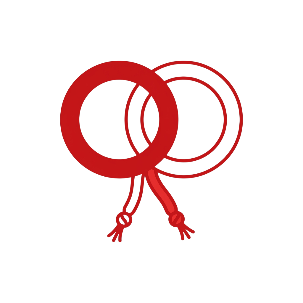 Two red rope cuffs on a black background