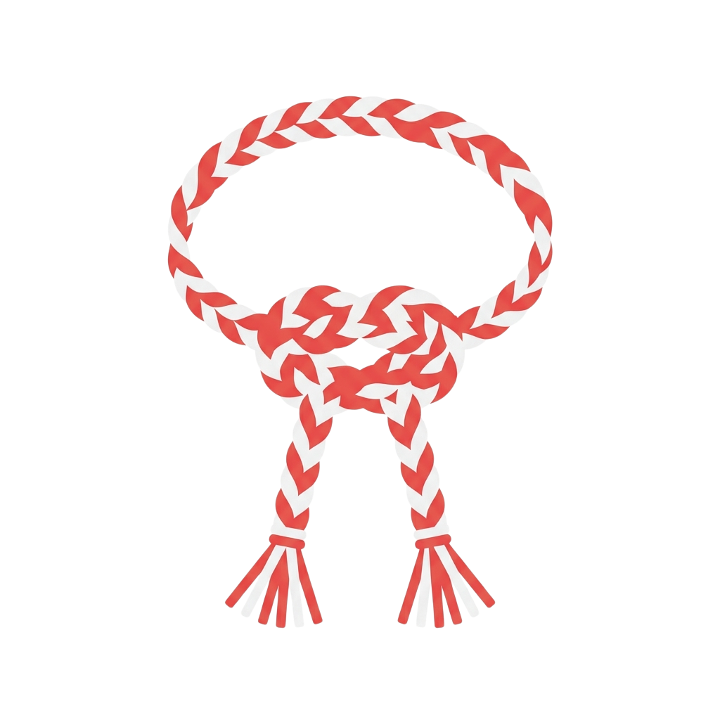 A red and white braided rope toy