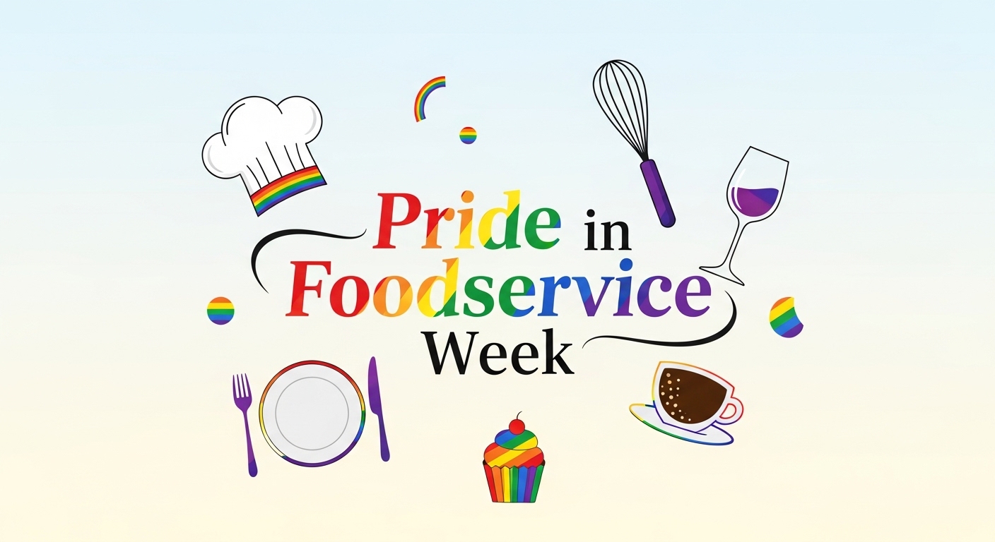Pride in Foodservice Week Graphic with Rainbow Culinary Symbols - Feature Imagefeb 02 4