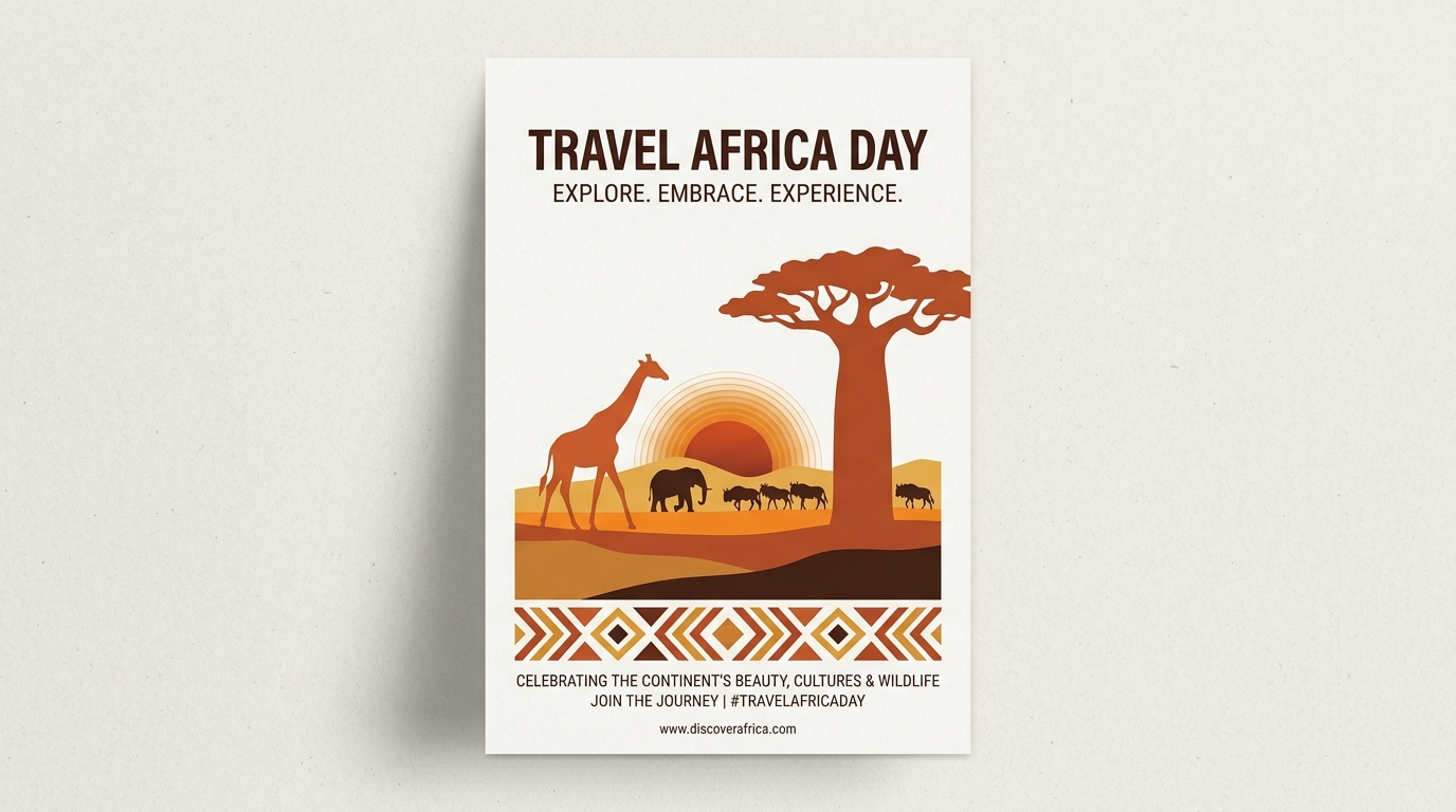 Travel Africa Day Safari Landscape Illustration with Wildlife and Baobab - Feature Imagefeb 17 4