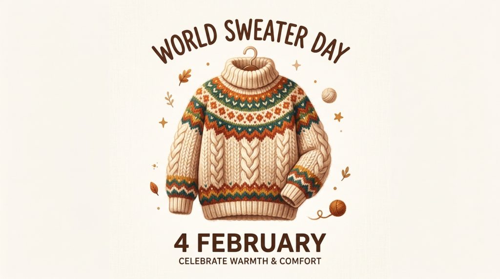 World Sweater Day: February 4th Celebration. Knitted Fair Isle Turtleneck Sweater for Warmth & Comfort. - Feature Imagefeb04 2