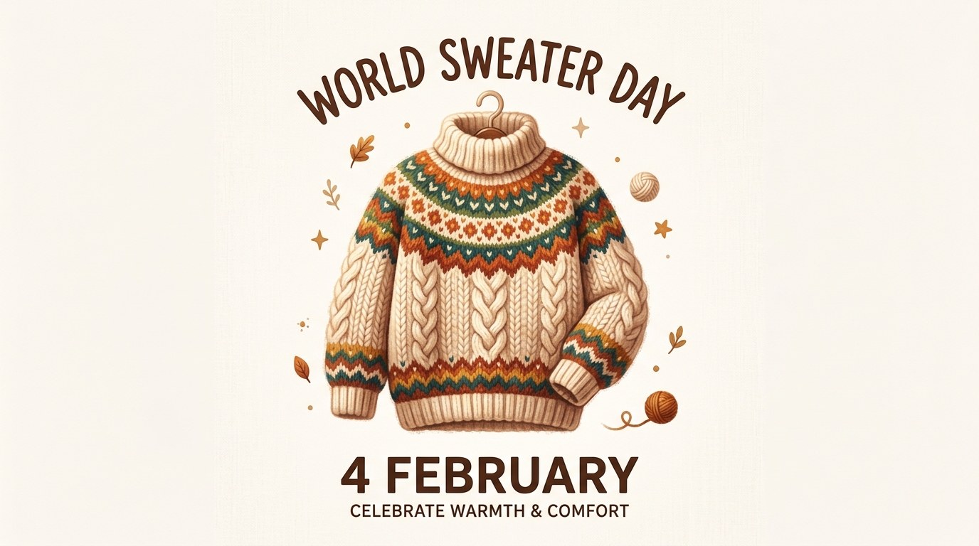 World Sweater Day: February 4th Celebration. Knitted Fair Isle Turtleneck Sweater for Warmth & Comfort. - Feature Imagefeb04 2