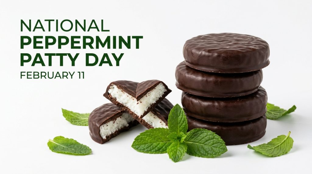 National Peppermint Patty Day: Chocolate Mint Candies and Fresh Leaves - Feature Imagefeb11 1