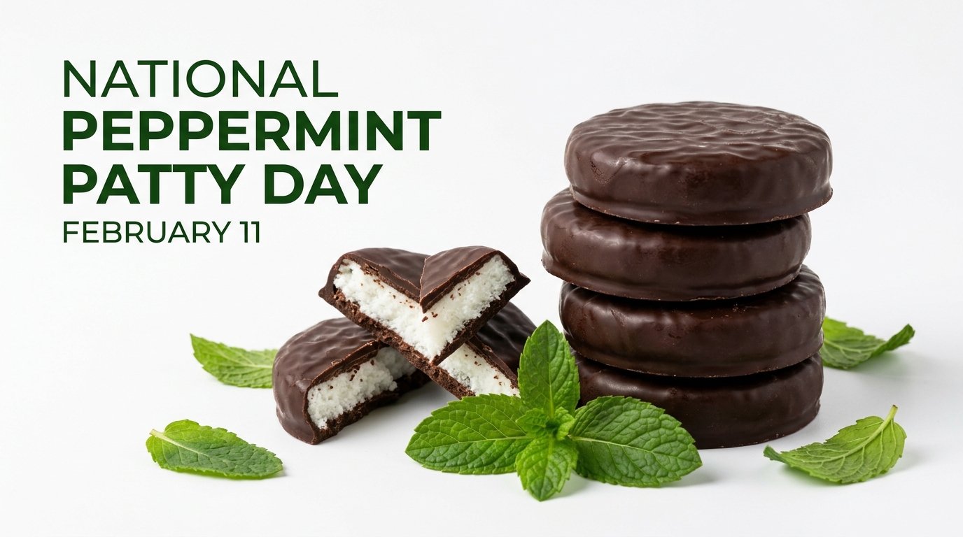 National Peppermint Patty Day: Chocolate Mint Candies and Fresh Leaves - Feature Imagefeb11 1