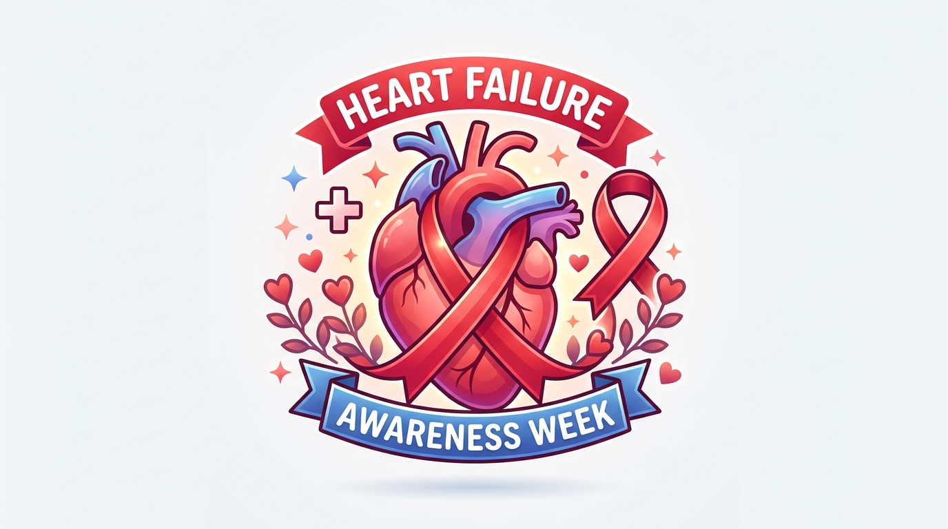 Heart Failure Awareness Week Medical Campaign Vector Illustration with Red Ribbon - Feature Imagefeb 09