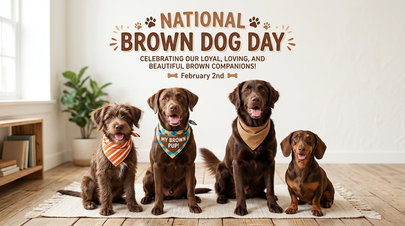 National Brown Dog Day: Four Happy Brown Canines Celebrate on February 2nd - National Brown Dog Day 202606131116