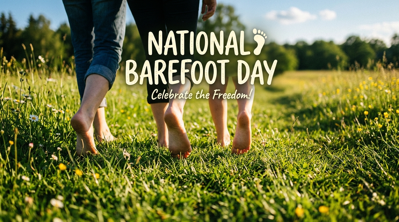 National Barefoot Day Celebration: People Walking Barefoot on Green Grass - Feature Image June 11
